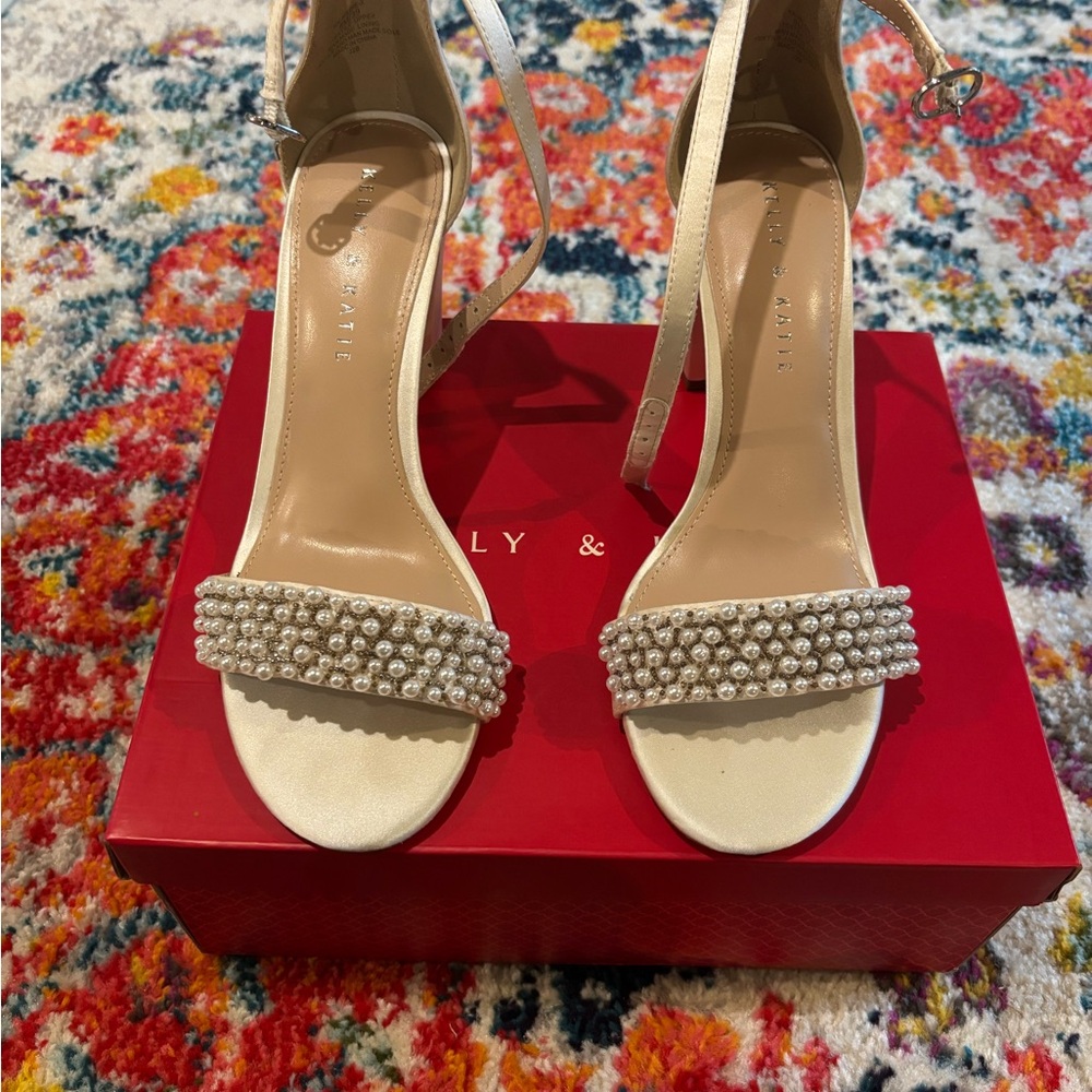 Kelly & Katie Silver Satin Heels
